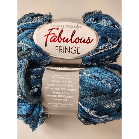 Mary Maxim Fabulous Fringe 2 Skeins 749-100 Bushels of blue 100 Grams yarns - Picture 3 of 4